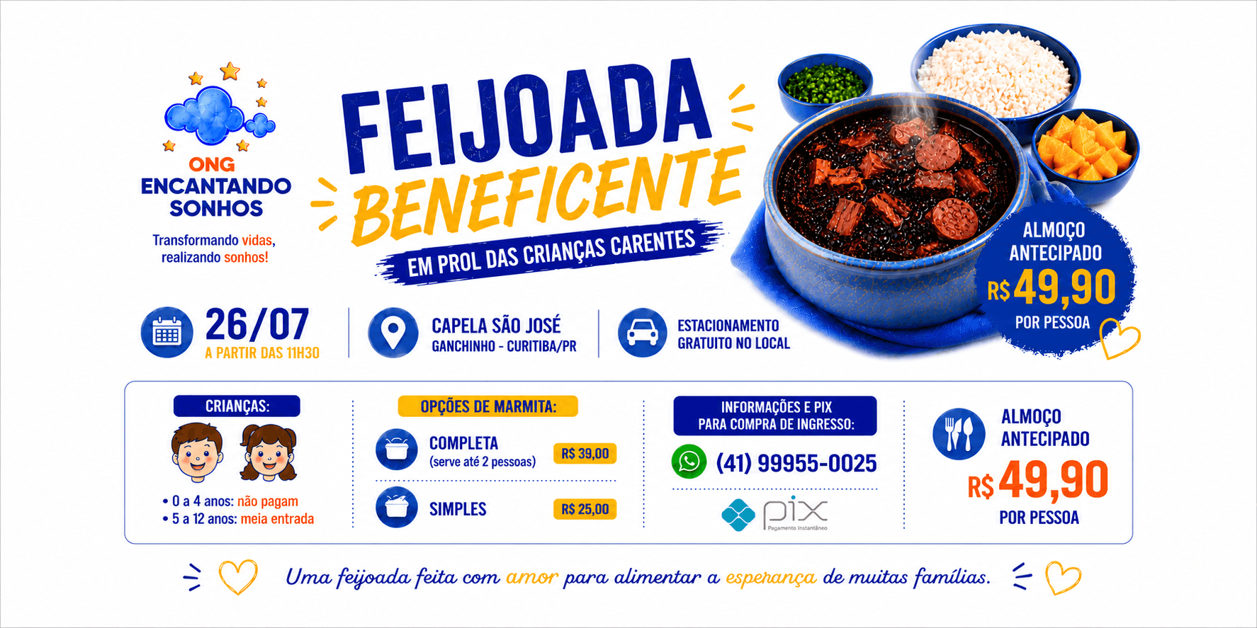 Feijoada Beneficente - ONG Encantando Sonhos