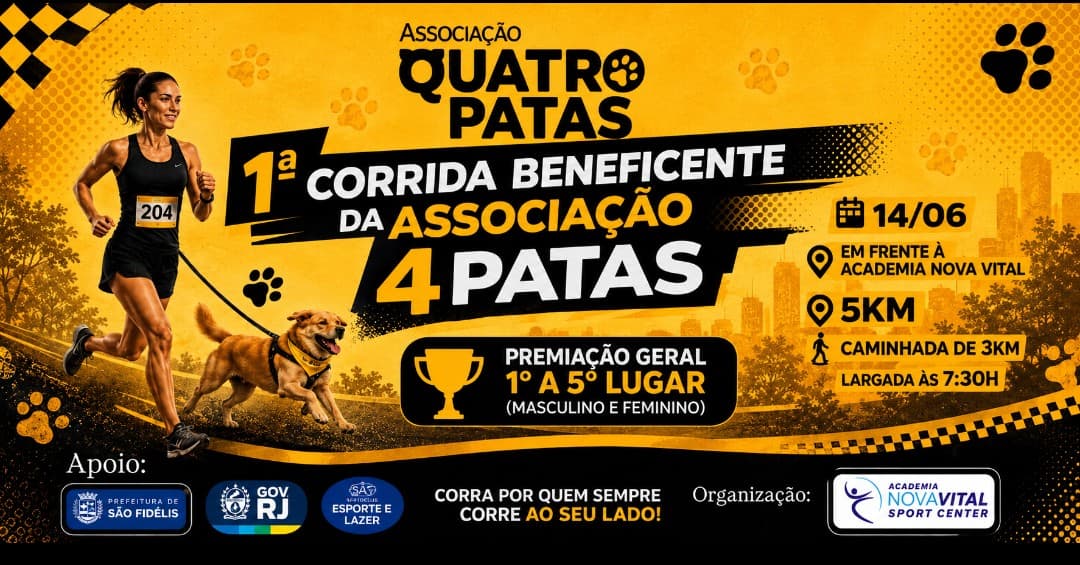 1° Corrida e caminhada Beneficente da Associação Quatro Patas 🐾🐾