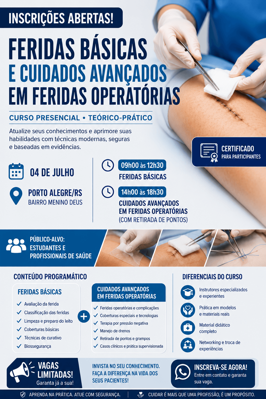CURSO DE FERIDAS BÁSICAS E CUIDADOS AVANÇADOS EM FERIDAS OPERATÓRIAS