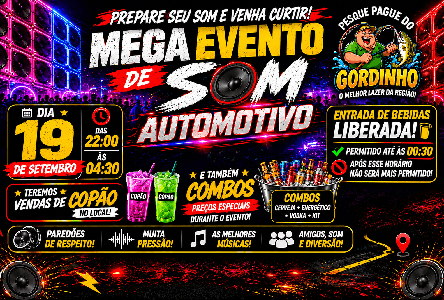 🔊🔥 MEGA EVENTO DE SOM AUTOMOTIVO — PESQUE PAGUE DO GORDINHO